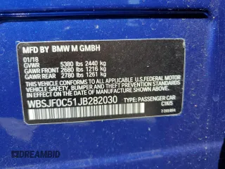 2018 BMW M5 z VIN WBSJF0C51JB282030, wystawiony jako Copart lot #54773835 z przebiegiem 44 046 mil mil oraz Szkody całkowita. Historia ofert i sprzedaży dostępna na DreamBid. Obrazek 12.