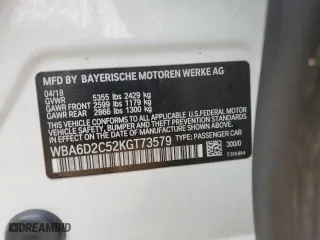 2019 BMW 6 Series 640i xDrive with VIN WBA6D2C52KGT73579, listed as a Copart auction lot 47988833 with 67,296 mi miles. Bid and sale history available at carsss.com. Image 13.