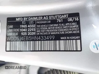 2017 Mercedes-Benz CLA 250 z VIN WDDSJ4EB5HN433499, wystawiony jako IAAI lot #41658183 z przebiegiem 67 668 mil mil oraz . Historia ofert i sprzedaży dostępna na DreamBid. Obrazek 9.