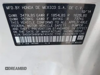 2015 Honda Fit EX-L with VIN 3HGGK5H89FM740430, listed as a IAAI auction lot 42255324 with 116,995 mi miles and . Bid and sale history available at DreamBid. Image 9.