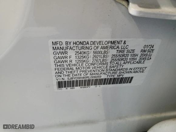 2024 Acura MDX w/Technology Package with VIN 5J8YD9H46RL006059, listed as a Copart auction lot 88483145 with 12,802 mi miles and Salvage Title. Bid and sale history available at carsss.com. Image 13.