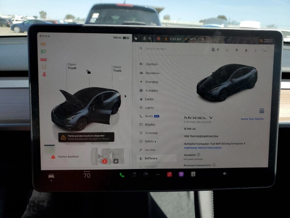 2025 Tesla Model Y Long Range with VIN 7SAYGDED4SF240354, listed as a Copart auction lot 52049745 with 6,785 mi miles and Salvage Title. Bid and sale history available at DreamBid. Image 9.
