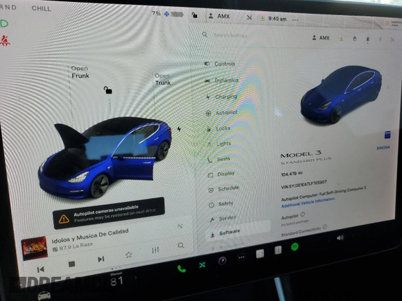 2020 Tesla Model 3 Standard Range Plus with VIN 5YJ3E1EA7LF705907, listed as a Copart auction lot 48765145 with 104,479 mi miles and Salvage Title. Bid and sale history available at DreamBid. Image 9.