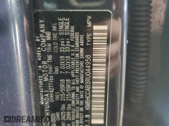 2024 Hyundai Kona SEL with VIN KM8HCCAB3RU044958, listed as a Copart auction lot 50397625 with 28,888 mi miles and Salvage Title. Bid and sale history available at carsss.com. Image 13.