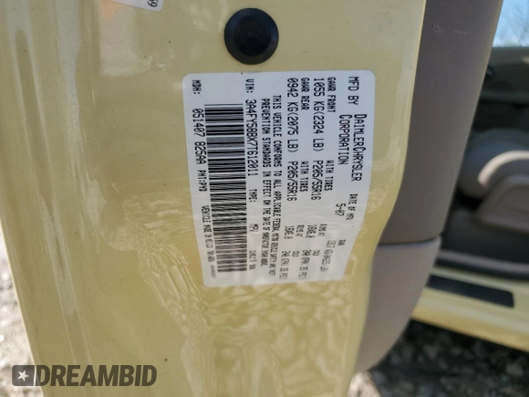 2007 Chrysler PT Cruiser Touring with VIN 3A4FY58BX7T612011, listed as a Copart auction lot 79733764 with 31,194 mi miles and Salvage Title. Bid and sale history available at DreamBid. Image 14.