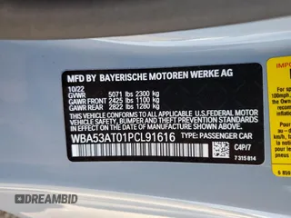 2023 BMW 4 Series M440i with VIN WBA53AT01PCL91616, listed as a Copart auction lot 47606453 with 1,143 mi miles and . Bid and sale history available at DreamBid. Image 13.