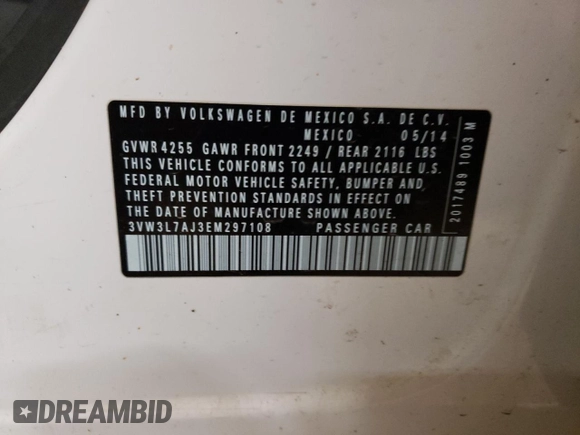 2014 Volkswagen Jetta TDI w/Premium with VIN 3VW3L7AJ3EM297108, listed as a Copart auction lot 81161134 with 160,656 mi miles and Salvage title. Bid and sale history available at DreamBid. Image 14.