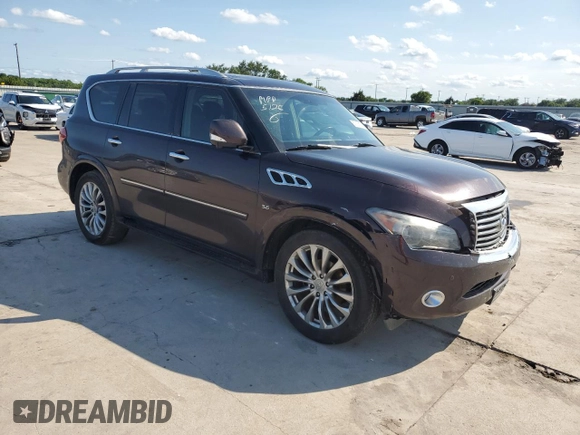 2014 Infiniti QX80 with VIN JN8AZ2ND9E9750604, listed as a Copart auction lot 57026004 with 144,732 mi miles and Clean Title. Bid and sale history available at carsss.com. Image 4.