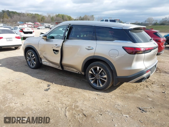 2023 Infiniti QX60 Luxe with VIN 5N1DL1FR5PC359109, listed as a IAAI auction lot 41236821 with 30,386 mi miles and . Bid and sale history available at DreamBid. Image 3.