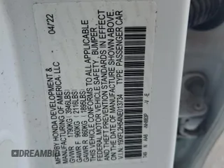 2022 Honda Civic LX z VIN 19XFL2H54NE013734, wystawiony jako Copart lot #44758265 z przebiegiem 55 640 mil mil oraz Szkoda całkowita • Salvage title. Historia ofert i sprzedaży dostępna na DreamBid. Obrazek 12.