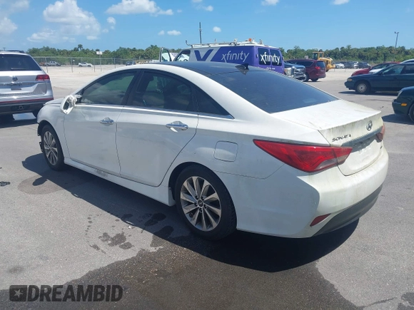 2014 Hyundai Sonata SE with VIN 5NPEC4AC0EH875408, listed as a IAAI auction lot 41913833 with 87,001 mi miles and . Bid and sale history available at DreamBid. Image 3.