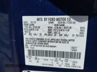2012 Ford F-150 XL with VIN 1FTFW1EF2CKD36091, listed as a IAAI auction lot 42117472 with 134,943 mi miles and . Bid and sale history available at DreamBid. Image 9.
