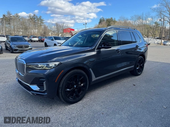 2019 BMW X7 xDrive40i z VIN 5UXCW2C55KLB44273, wystawiony jako Copart lot #48701655 z przebiegiem 135 765 mil mil oraz Czysty tytuł • Clean title. Historia ofert i sprzedaży dostępna na DreamBid. Obrazek 2.
