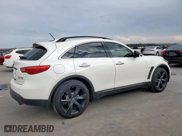2017 Infiniti QX70 z VIN JN8CS1MU2HM143356, wystawiony jako Copart lot #48197395 z przebiegiem 128 576 mil mil oraz Szkoda całkowita • Salvage title. Historia ofert i sprzedaży dostępna na DreamBid. Obrazek 3.