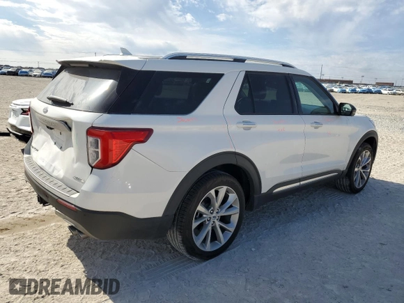 2022 Ford Explorer Platinum with VIN 1FM5K8HC4NGC42104, listed as a Copart auction lot 42401935 with 21,981 mi miles and Salvage Title. Bid and sale history available at carsss.com. Image 3.