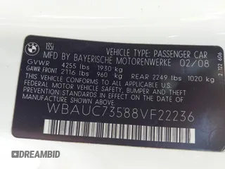 2008 BMW 1 Series 135i с VIN WBAUC73588VF22236, выставлен на аукционе IAAI как лот 42463013 с пробегом 127 215 миль миль и . История ставок и продаж доступна на DreamBid. Изображение 9.