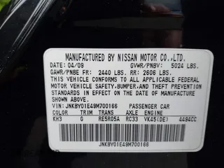 2009 Infiniti M45 Sport with VIN JNKBY01E49M700166, listed as a IAAI auction lot 41884586 with 102,658 mi miles. Bid and sale history available at carsss.com. Image 9.