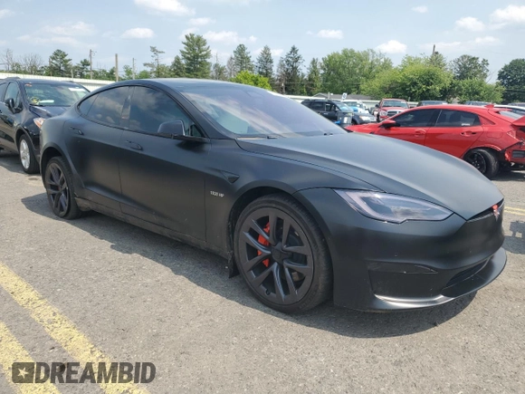 2022 Tesla Model S Plaid with VIN 5YJSA1E66NF460913, listed as a Copart auction lot 60534665 with 47,595 mi miles and Salvage title. Bid and sale history available at DreamBid. Image 4.