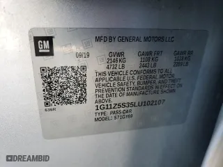 2020 Chevrolet Impala LT with VIN 1G11Z5S35LU102107, listed as a Copart auction lot 46003805 with 126,539 mi miles and Salvage Title. Bid and sale history available at carsss.com. Image 12.