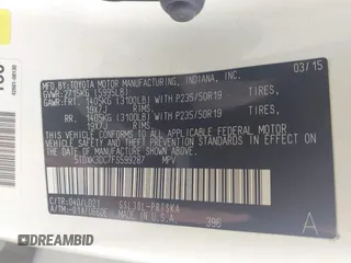 2015 Toyota Sienna SE with VIN 5TDXK3DC7FS599287, listed as a IAAI auction lot 41565671 with 111,626 mi miles. Bid and sale history available at carsss.com. Image 9.