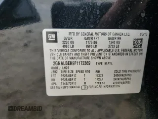 2015 Chevrolet Equinox LT with VIN 2GNALBEK9F1172369, listed as a Copart auction lot 54160535 with 148,050 mi miles and Salvage Title. Bid and sale history available at carsss.com. Image 13.