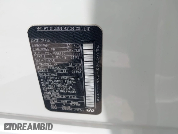 2019 Infiniti QX50 Luxe z VIN 3PCAJ5M13KF111468, wystawiony jako IAAI lot #42030336 z przebiegiem 95 905 mil mil oraz . Historia ofert i sprzedaży dostępna na DreamBid. Obrazek 9.