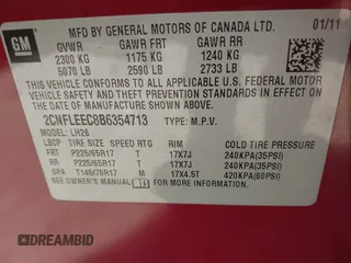 2011 Chevrolet Equinox 1LT with VIN 2CNFLEEC8B6354713, listed as a IAAI auction lot 42229024 with 204,639 mi miles and . Bid and sale history available at DreamBid. Image 9.
