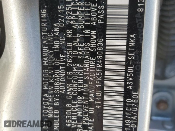 2015 Toyota Camry XLE with VIN 4T4BF1FK5FR480836, listed as a Copart auction lot 54671175 with 159,790 mi miles and Salvage Title. Bid and sale history available at carsss.com. Image 13.