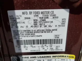 2010 Ford F-150 XL with VIN 1FTFW1EV1AFC15470, listed as a Copart auction lot 54729105 with Not Provided miles and Clean Title. Bid and sale history available at DreamBid. Image 12.