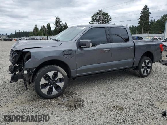 2023 Ford F-150 Lightning Pro with VIN 1FT6W1EV9PWG25278, listed as a Copart auction lot 60293095 with 24,450 mi miles and Salvage title. Bid and sale history available at DreamBid. Image 1.