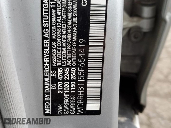 2005 Mercedes-Benz C 240 with VIN WDBRH81J55F654419, listed as a Copart auction lot 87032754 with Not provided miles and Salvage title. Bid and sale history available at DreamBid. Image 13.
