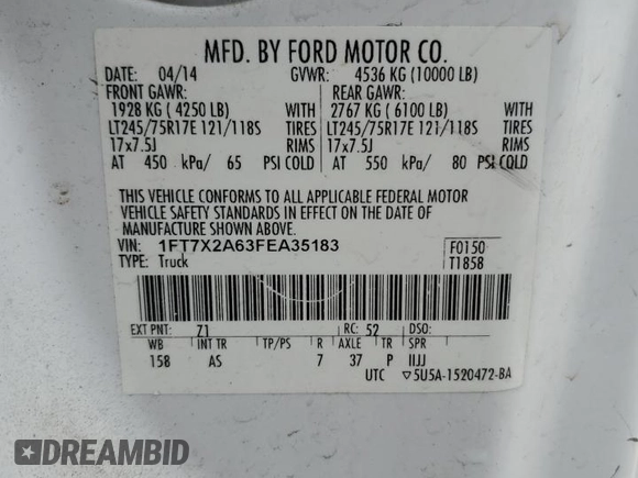 2015 Ford F-250 XLT z VIN 1FT7X2A63FEA35183, wystawiony jako Copart lot #43002515 z przebiegiem 92 324 mil mil oraz Szkoda całkowita • Salvage title. Historia ofert i sprzedaży dostępna na DreamBid. Obrazek 12.