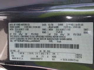 2020 Ford Ranger XL z VIN 1FTER4FHXLLA99641, wystawiony jako IAAI lot #42094134 z przebiegiem 49 788 mil mil oraz . Historia ofert i sprzedaży dostępna na DreamBid. Obrazek 9.