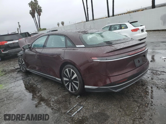 2024 Lucid Air Pure with VIN 50EA1PGA4RA009036, listed as a Copart auction lot 45350475 with 0 mi miles and Salvage Title. Bid and sale history available at carsss.com. Image 2.
