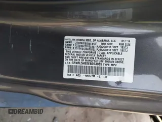 2014 Honda Odyssey Touring with VIN 5FNRL5H92EB073085, listed as a IAAI auction lot 42065913 with 120,834 mi miles and . Bid and sale history available at DreamBid. Image 9.