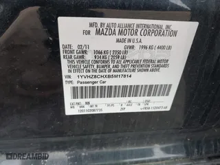 2011 Mazda Mazda6 i Touring with VIN 1YVHZ8CHXB5M17814, listed as a IAAI auction lot 41835027 with 301,089 mi miles. Bid and sale history available at carsss.com. Image 9.