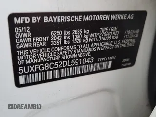 2013 BMW X6 xDrive50i z VIN 5UXFG8C52DL591043, wystawiony jako Copart lot #85150504 z przebiegiem 106 179 mil mil oraz Szkoda całkowita • Salvage title. Historia ofert i sprzedaży dostępna na DreamBid. Obrazek 14.