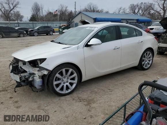 2012 Buick Regal Turbo Premium 3 with VIN 2G4GU5GV1C9180113, listed as a Copart auction lot 41880615 with 96,835 mi miles and Salvage title. Bid and sale history available at DreamBid. Image 1.