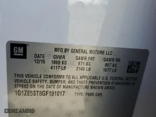 2016 Chevrolet Malibu LT with VIN 1G1ZE5ST8GF191017, listed as a Copart auction lot 54451285 with 145,974 mi miles and Clean Title. Bid and sale history available at carsss.com. Image 12.