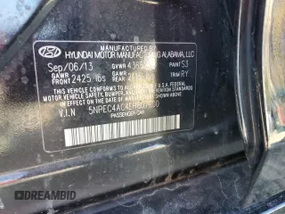 2014 Hyundai Sonata SE with VIN 5NPEC4AC4EH807600, listed as a Copart auction lot 43781065 with 91,030 mi miles and Salvage Title. Bid and sale history available at DreamBid. Image 12.
