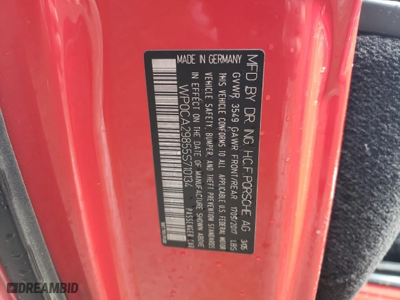 2005 Porsche Boxster with VIN WP0CA29855S710134, listed as a Copart auction lot 46417205 with 0 mi miles and Salvage Title. Bid and sale history available at carsss.com. Image 13.