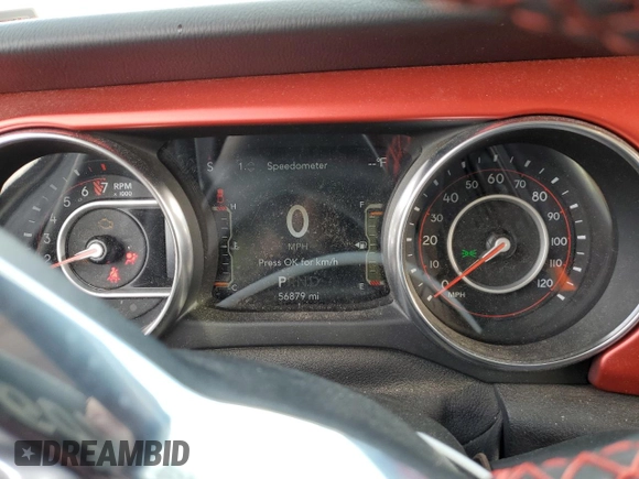 2021 Jeep Gladiator Rubicon with VIN 1C6JJTBG4ML504141, listed as a Copart auction lot 43367565 with 56,879 mi miles and Salvage title. Bid and sale history available at DreamBid. Image 9.