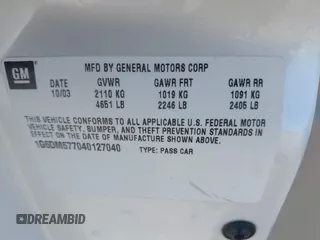 2004 Cadillac CTS with VIN 1G6DM577040127040, listed as a IAAI auction lot 41971703 with Not Provided miles and . Bid and sale history available at carsss.com. Image 9.