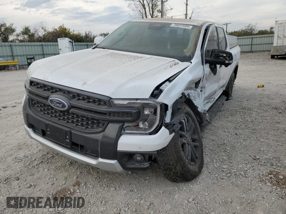 2024 Ford Ranger LARIAT with VIN 1FTER4KH7RLE06567, listed as a Copart auction lot 76637684 with 0 mi miles and Salvage Title. Bid and sale history available at carsss.com. Image 1.