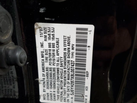2008 Honda Element EX with VIN 5J6YH287X8L007437, listed as a Copart auction lot 50315435 with 168,285 mi miles and Salvage Title. Bid and sale history available at DreamBid. Image 12.