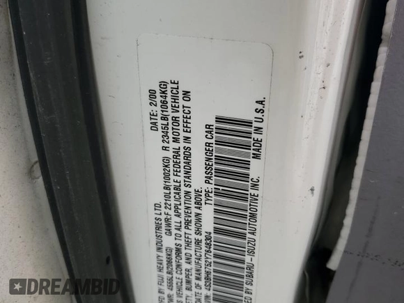 2000 Subaru Legacy Outback z VIN 4S3BH6752Y7648304, wystawiony jako Copart lot #77252914 z przebiegiem Nie podano mil oraz Szkoda całkowita • Salvage title. Historia ofert i sprzedaży dostępna na DreamBid. Obrazek 12.