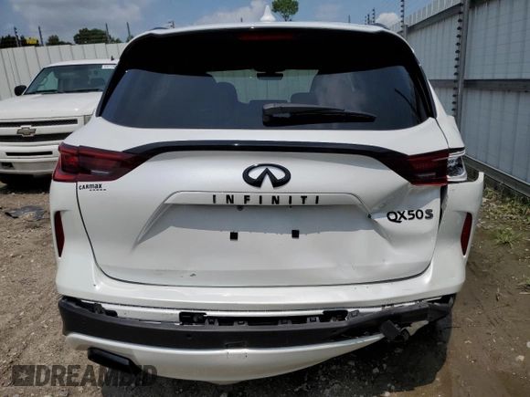 2023 Infiniti QX50 Sport with VIN 3PCAJ5FA4PF121110, listed as a Copart auction lot 65622154 with 9,708 mi miles and Salvage title. Bid and sale history available at DreamBid. Image 6.