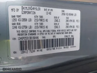 2003 Dodge Caravan SE with VIN 1D4GP25313B196406, listed as a IAAI auction lot 41784389 with 261,692 mi miles. Bid and sale history available at carsss.com. Image 9.