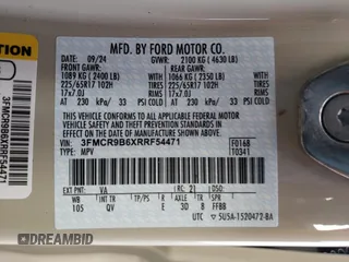 2024 Ford Bronco Sport Big Bend с VIN 3FMCR9B6XRRF54471, выставлен на аукционе Copart как лот 54751625 с пробегом 1 478 миль миль и Списание • Salvage title. История ставок и продаж доступна на DreamBid. Изображение 14.