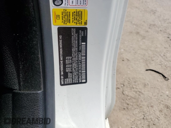 2014 BMW 4 Series 435i with VIN WBA3T3C55EP736862, listed as a Copart auction lot 57089135 with 113,801 mi miles and Salvage title. Bid and sale history available at DreamBid. Image 13.